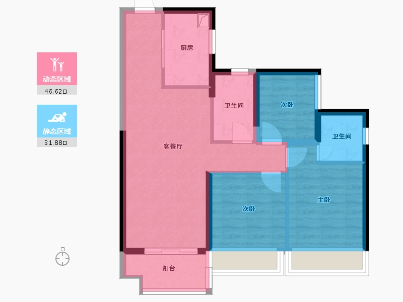 广东省-佛山市-海伦堡玖悦澜湾-73.00-户型库-动静分区