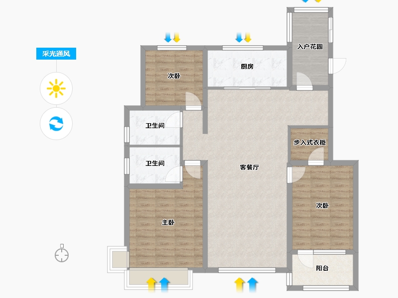 河北省-沧州市-沧兴海兴一品-110.40-户型库-采光通风