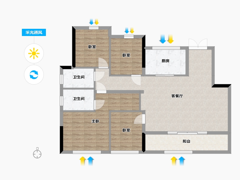 四川省-成都市-华润置地上璟润府-103.64-户型库-采光通风