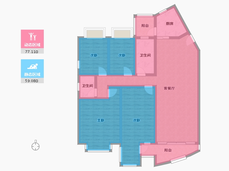 浙江省-杭州市-贺田尚城-124.16-户型库-动静分区