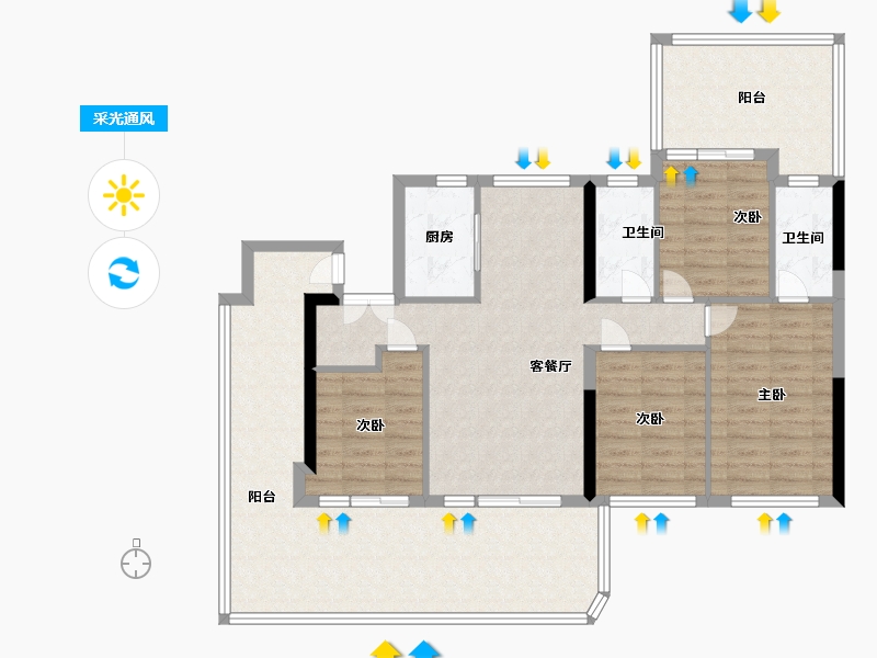 福建省-福州市-榕发麓里云筑-111.36-户型库-采光通风