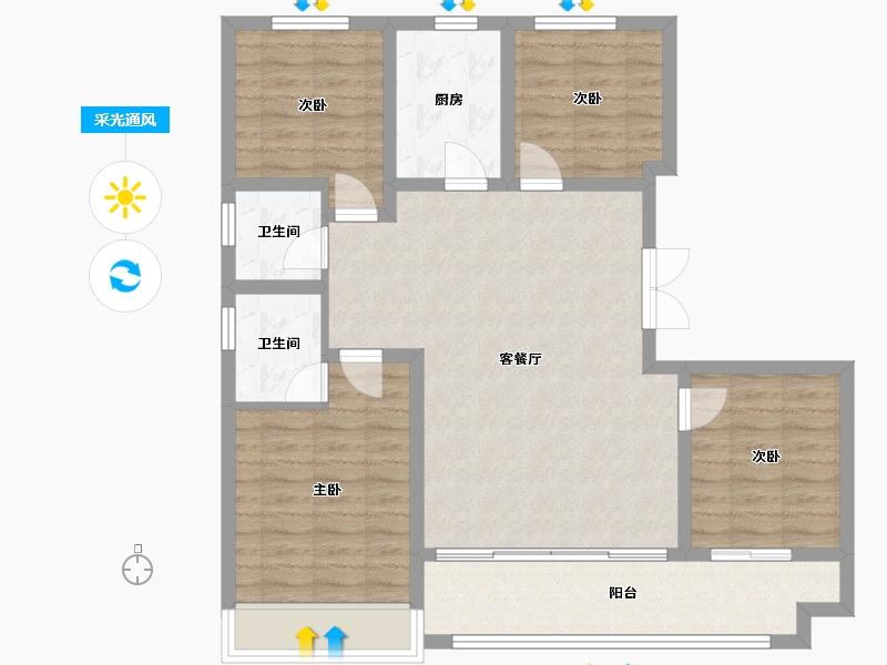 山东省-滨州市-风华尚品-114.40-户型库-采光通风