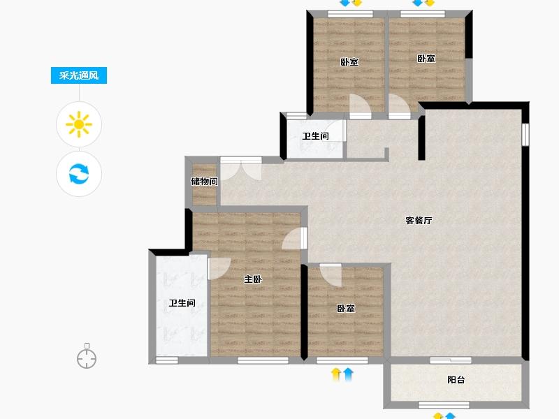 四川省-成都市-华润置地上璟润府-121.63-户型库-采光通风