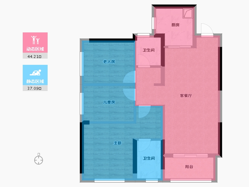 贵州省-贵阳市-建发央著和玺书香府缦云-72.00-户型库-动静分区