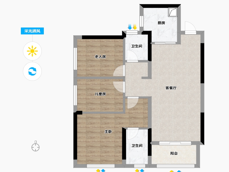 贵州省-贵阳市-建发央著和玺书香府缦云-72.00-户型库-采光通风