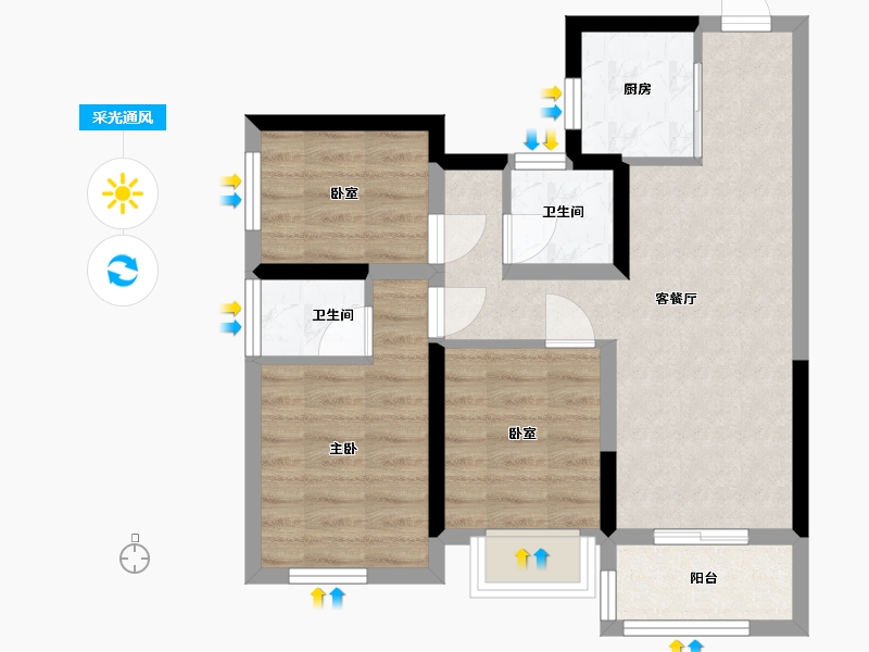 贵州省-贵阳市-建发央著和玺书香府缦云-58.59-户型库-采光通风