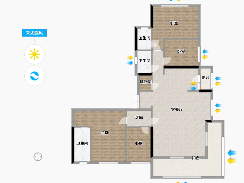 广东省-佛山市-保利江缦-158.14-户型库-采光通风