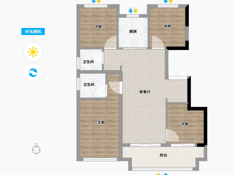 福建省-福州市-榕发麓里云筑-86.41-户型库-采光通风