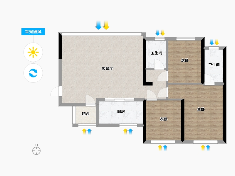 四川省-成都市-锦悦天曜-84.14-户型库-采光通风