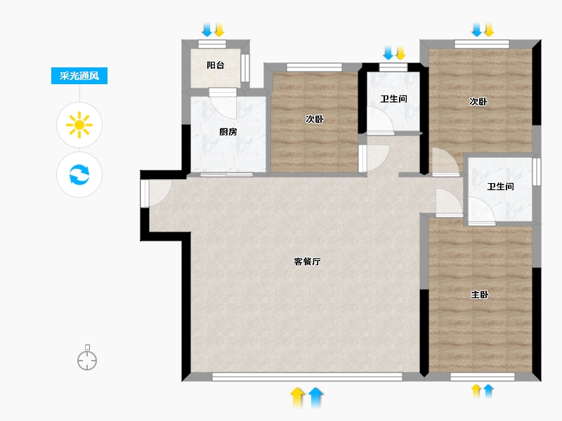 四川省-成都市-蜀道翰林府-84.23-户型库-采光通风