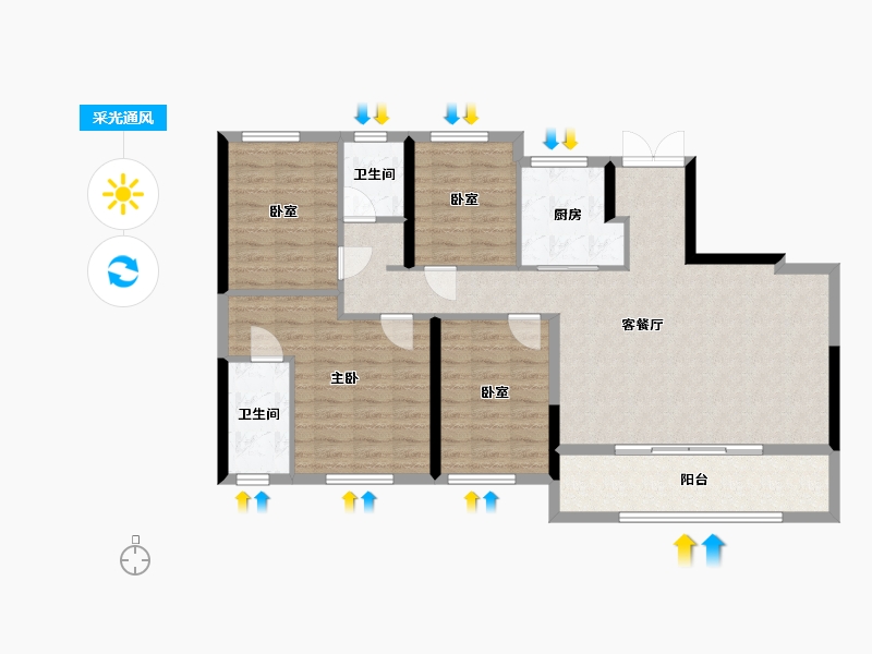 四川省-成都市-新希望·长粼府-105.97-户型库-采光通风