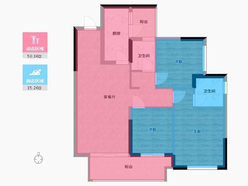 四川省-成都市-隆腾公园城-76.60-户型库-动静分区