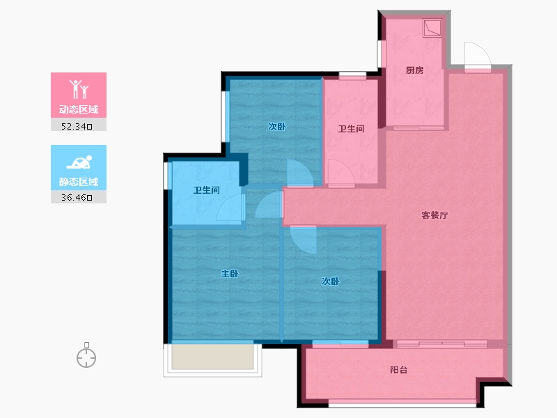 广东省-肇庆市-保利和悦湖畔-88.00-户型库-动静分区