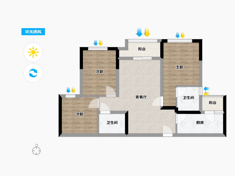 四川省-成都市-隆腾公园城-70.56-户型库-采光通风