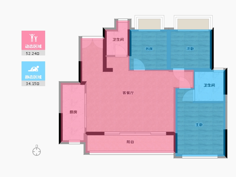 四川省-成都市-悦山兰庭-77.14-户型库-动静分区