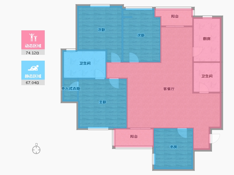 陕西省-西安市-豪盛时代华城-128.00-户型库-动静分区