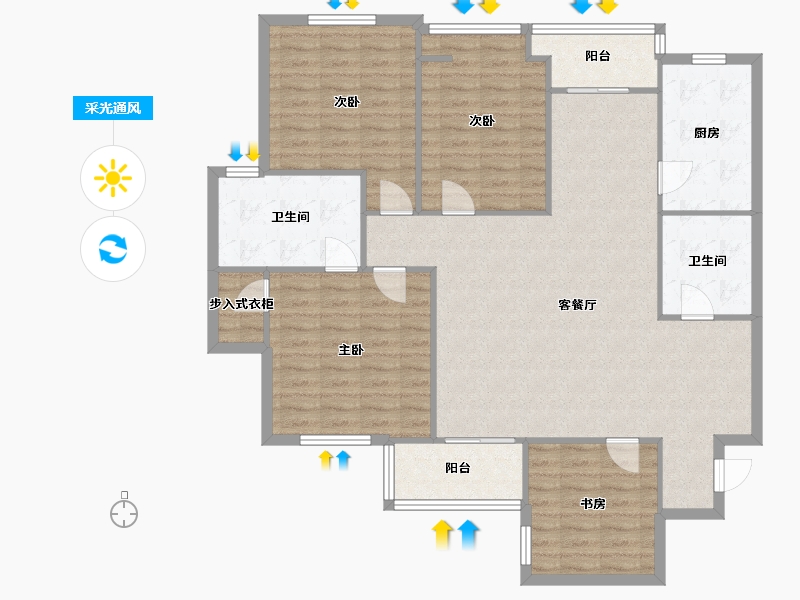 陕西省-西安市-豪盛时代华城-128.00-户型库-采光通风