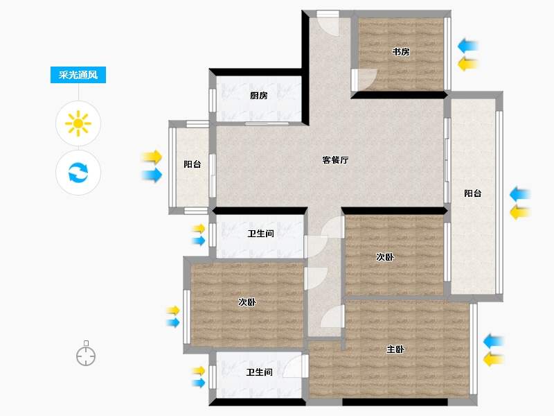 广西壮族自治区-南宁市-悦恒天润华府-96.38-户型库-采光通风