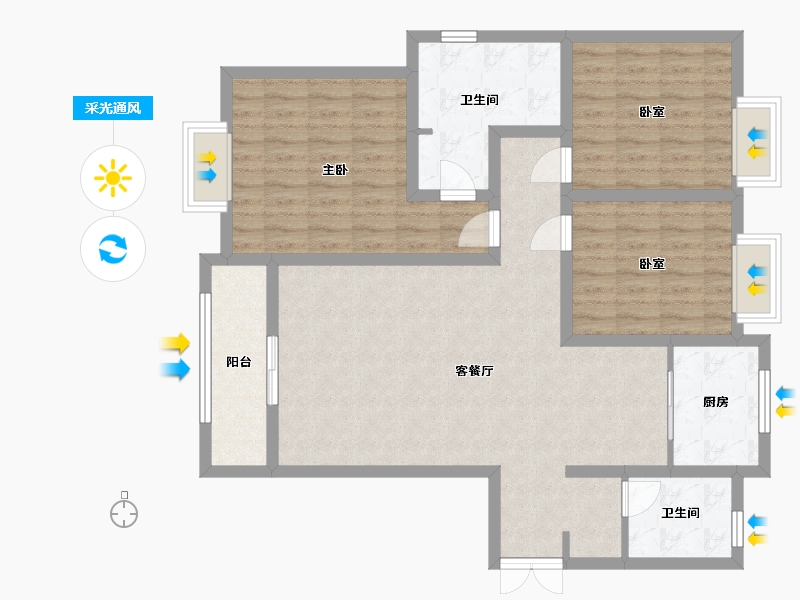 河南省-驻马店市-金居御府-105.05-户型库-采光通风