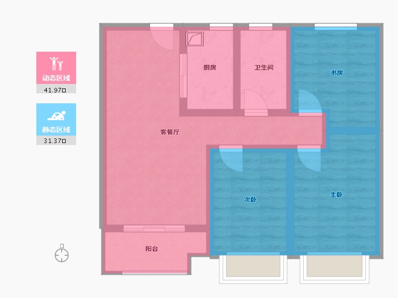 山西省-忻州市-毓秀公馆-80.00-户型库-动静分区