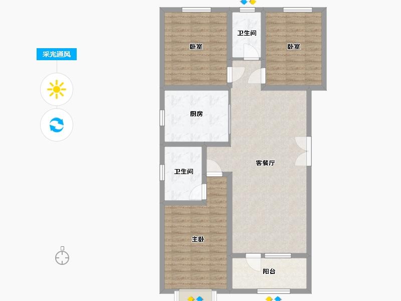 河北省-张家口市-尚峰悦庭-102.40-户型库-采光通风