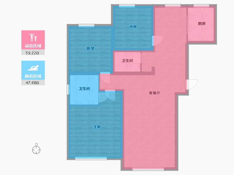 黑龙江省-鸡西市-河畔家园-104.56-户型库-动静分区