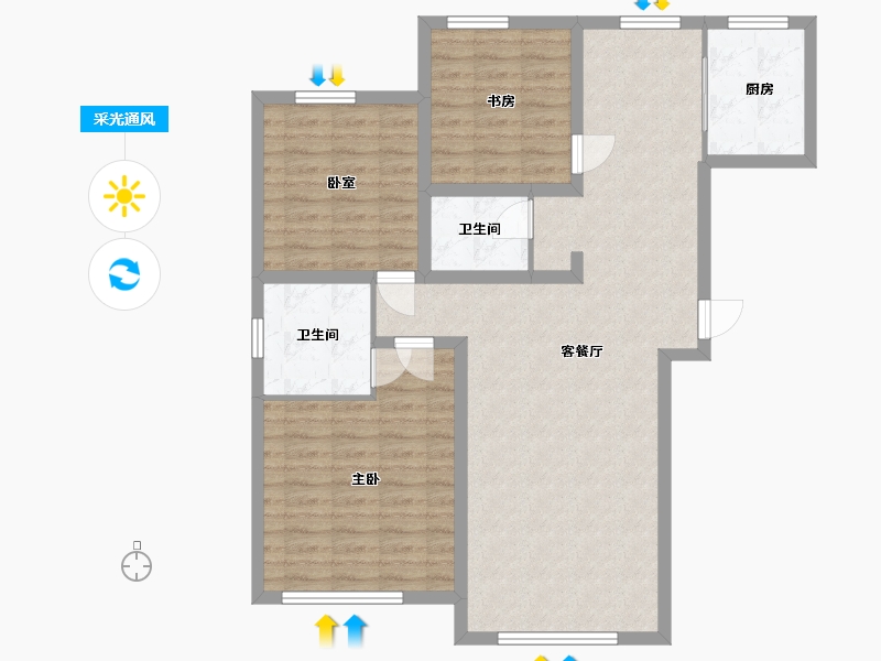 黑龙江省-鸡西市-河畔家园-104.56-户型库-采光通风