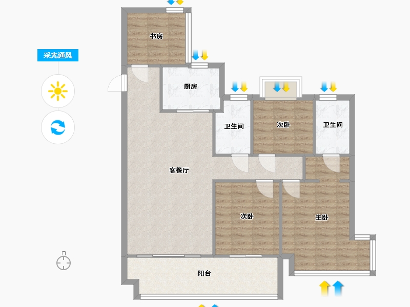 陕西省-汉中市-国宾一号-99.20-户型库-采光通风