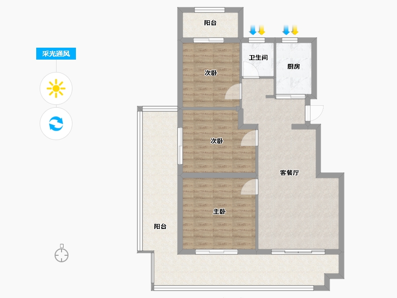 河南省-三门峡市-嵩基如意府-92.00-户型库-采光通风