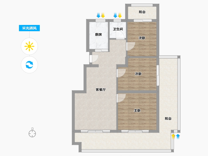 河南省-三门峡市-嵩基如意府-92.00-户型库-采光通风