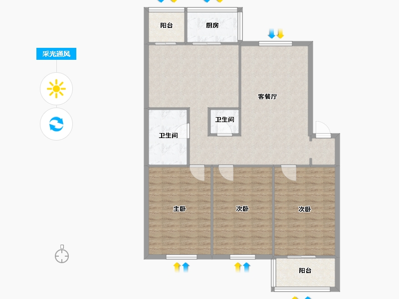 山西省-太原市-山西省委机关河西宿舍区-112.00-户型库-采光通风