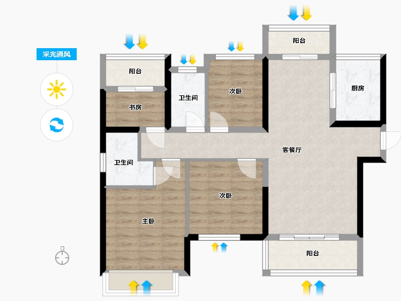 湖南省-长沙市-长房云公馆-96.77-户型库-采光通风