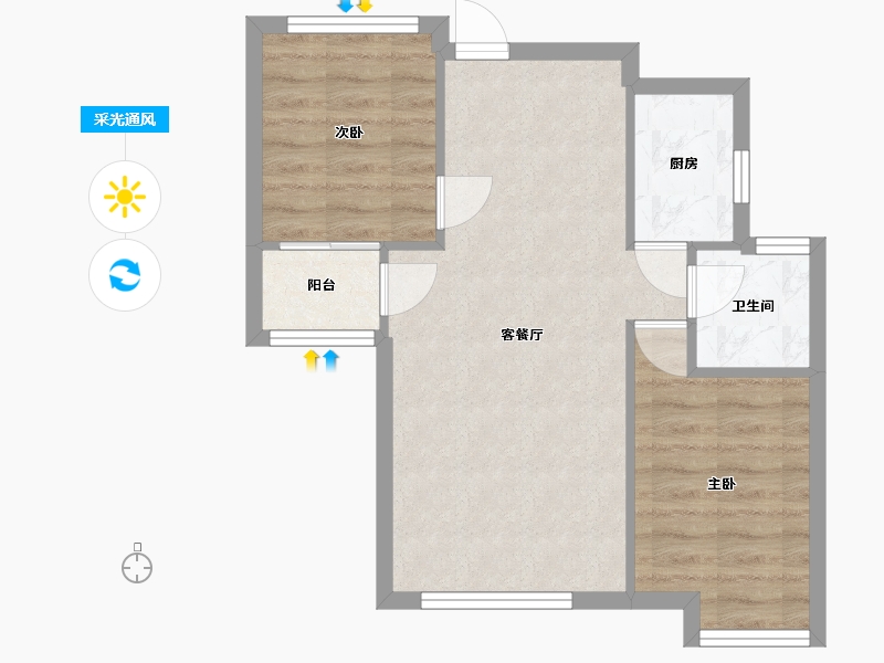 山东省-泰安市-新华城南郡-66.82-户型库-采光通风