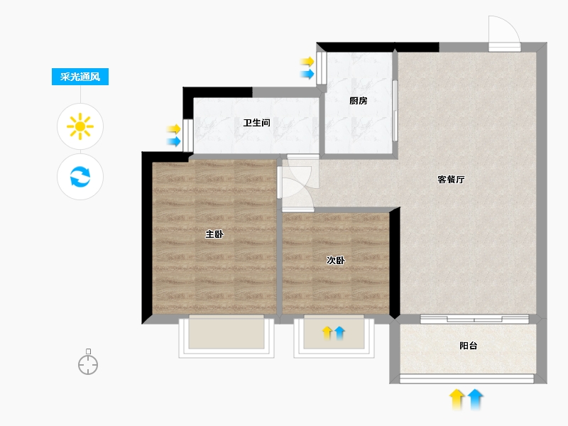 广东省-东莞市-阳光粤港三期-63.20-户型库-采光通风