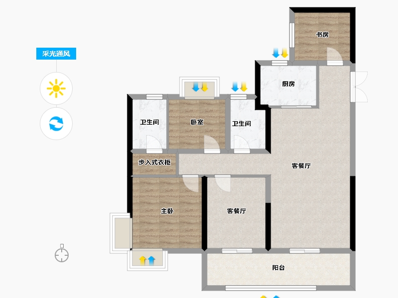 陕西省-汉中市-国宾一号-98.40-户型库-采光通风