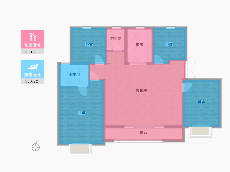 陕西省-咸阳市-万科大都会-107.25-户型库-动静分区