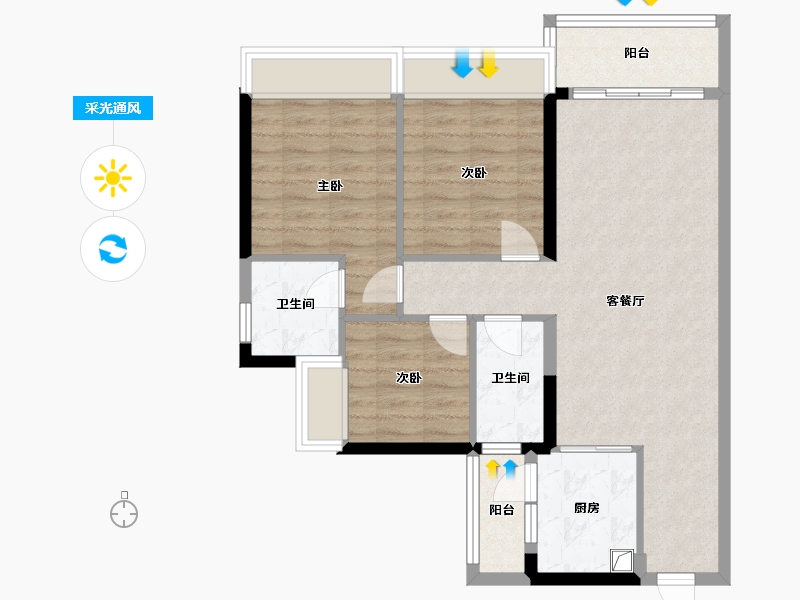 广东省-佛山市-博悦湾-84.40-户型库-采光通风