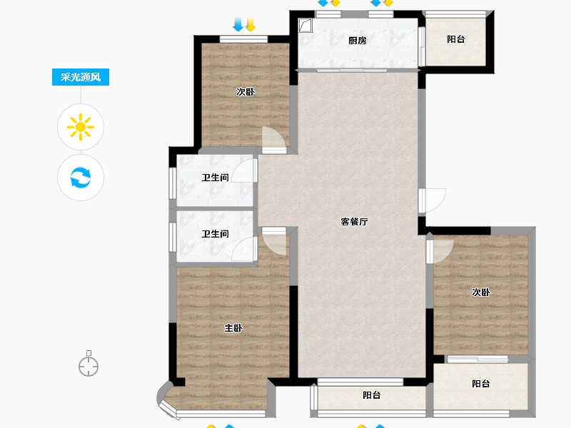 山东省-潍坊市-嘉沅国际城-119.06-户型库-采光通风