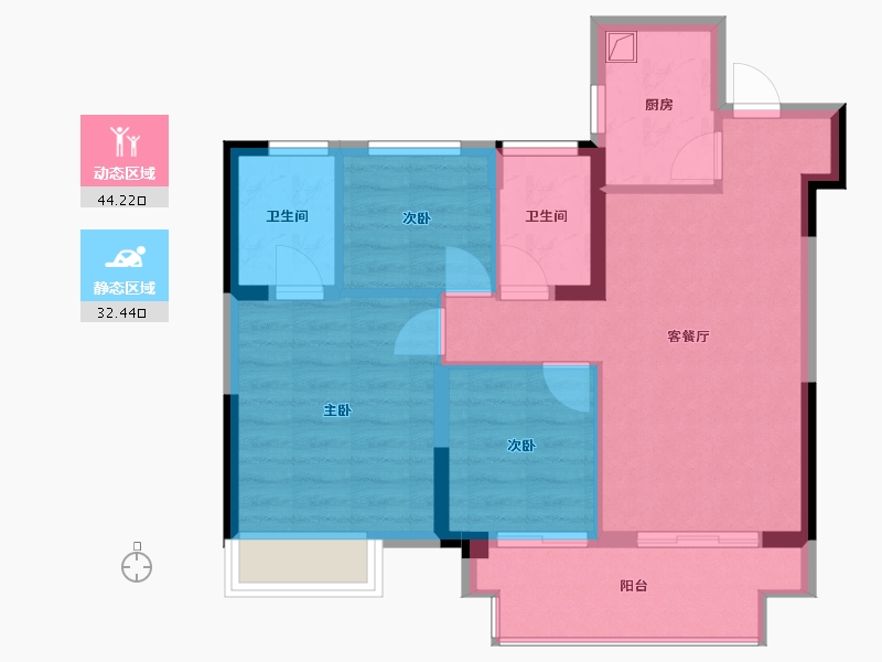 江苏省-苏州市-湖境天著雅苑-87.71-户型库-动静分区