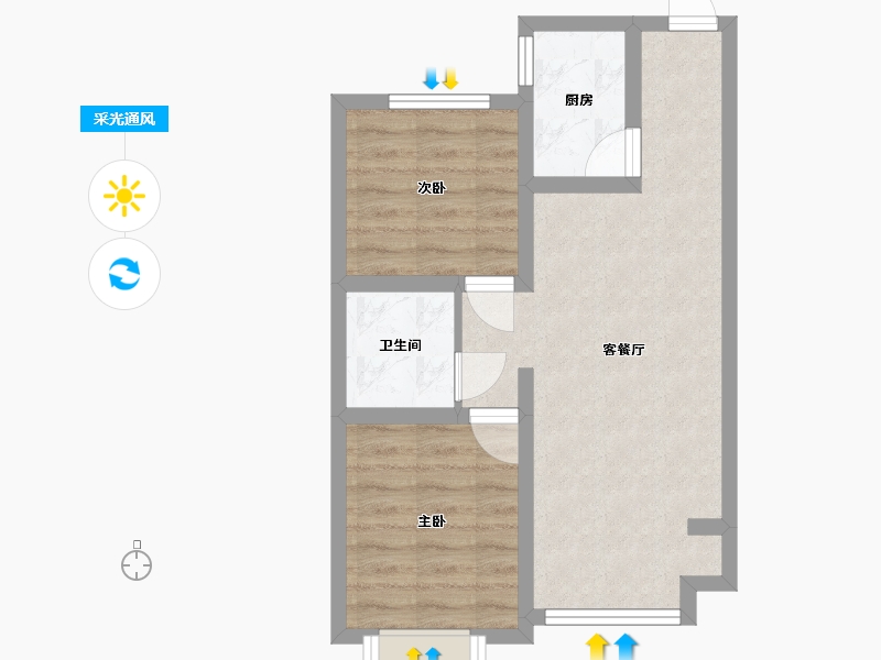 山西省-忻州市-毓秀公馆-60.80-户型库-采光通风