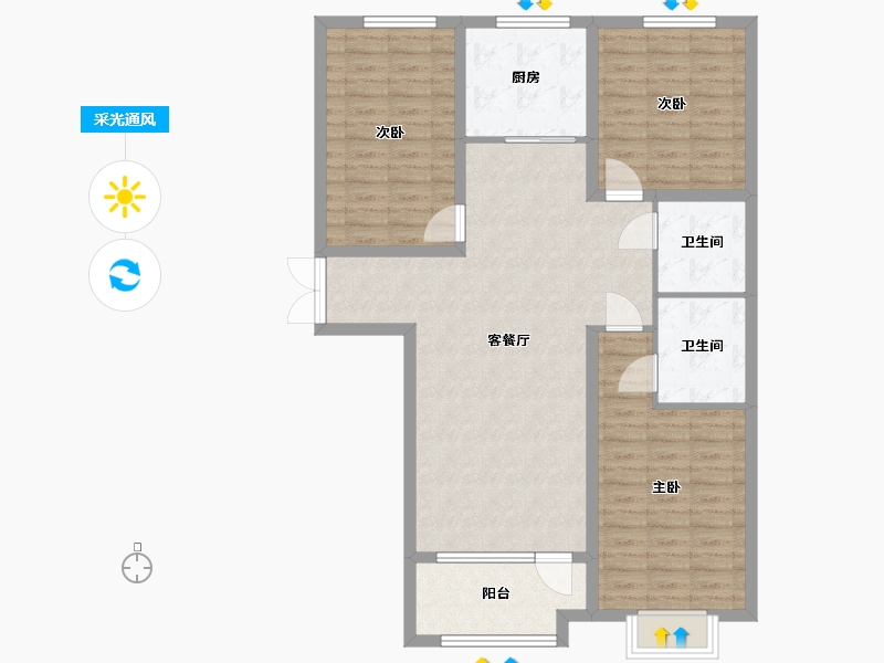 河北省-张家口市-尚峰悦庭-104.00-户型库-采光通风