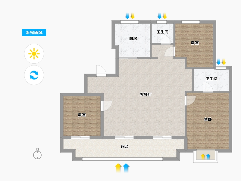 浙江省-台州市-玖著里-116.00-户型库-采光通风