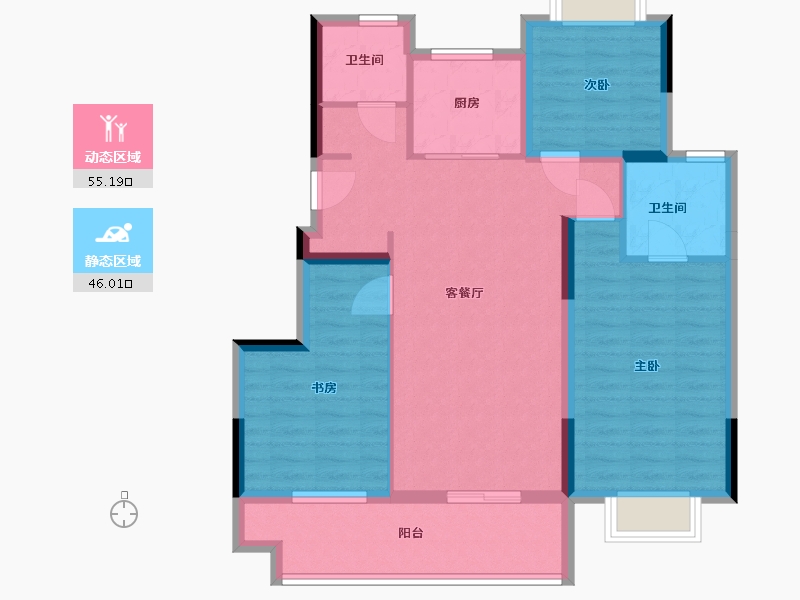 安徽省-蚌埠市-中梁邦泰山湖雅苑-90.40-户型库-动静分区