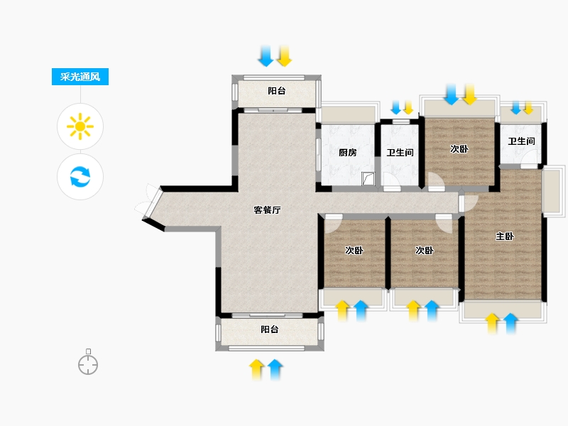 湖南省-衡阳市-九里晴川-131.66-户型库-采光通风