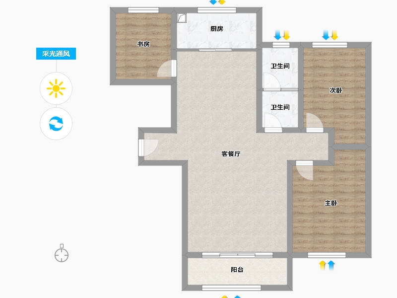 新疆维吾尔自治区-阿克苏地区-东湖一号-105.00-户型库-采光通风