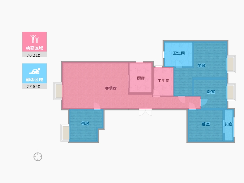 江苏省-无锡市-无锡富力运河十号C12-134.40-户型库-动静分区