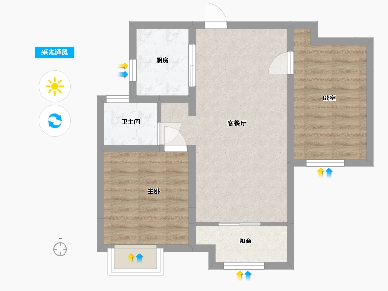 山东省-济南市-中建长清湖-66.90-户型库-采光通风