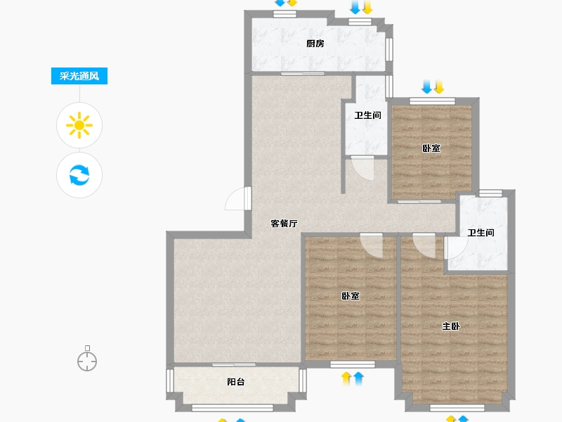 江苏省-南京市-亚东国际公寓-109.00-户型库-采光通风