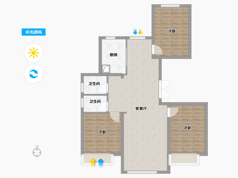 山东省-潍坊市-中个雅居-96.00-户型库-采光通风