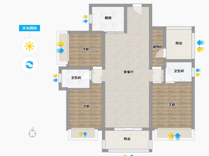 广东省-汕尾市-龙光玖龙府-104.96-户型库-采光通风